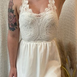 White H&M embroidered detail dress